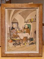 Litho Harry Elliott paters aan tafel, Antiek en Kunst, Ophalen of Verzenden