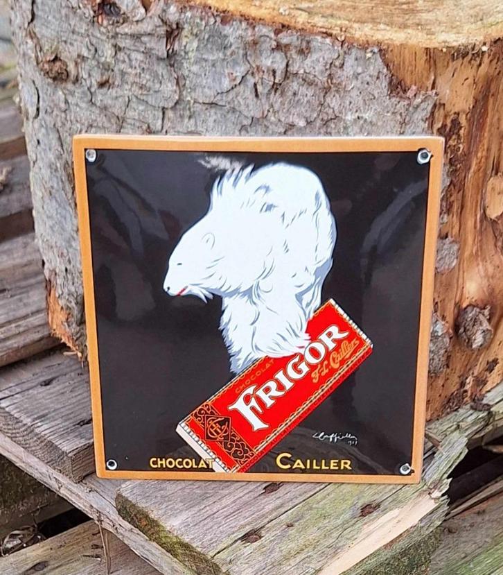 Emaille reclamebord, bordje Frigor Chocolat Cailler., Verzamelen, Merken en Reclamevoorwerpen, Nieuw, Reclamebord, Ophalen of Verzenden