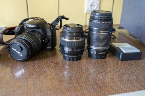 Digitaal fototoestel Canon EOS 500D +standaardlens +zoomlens, Audio, Tv en Foto, Fotocamera's Digitaal, Gebruikt, Spiegelreflex