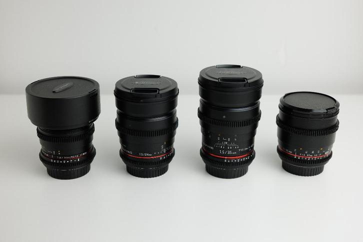 Samyang VDSLR cine set 12, 24, 35 en 85 mm voor Canon, Audio, Tv en Foto, Foto | Lenzen en Objectieven, Zo goed als nieuw, Standaardlens
