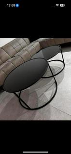 Ronde Salontafel - Glas/Zwart, Huis en Inrichting, Tafels | Salontafels, Ophalen, Rond, Glas