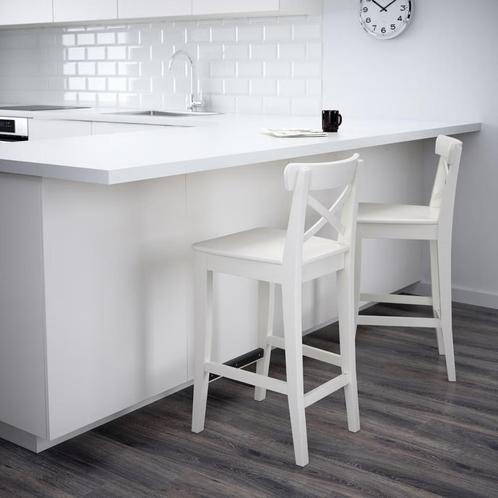 Barstoelen, wit, 75 cm, Huis en Inrichting, Stoelen, Zo goed als nieuw, Twee, Hout, Wit, Ophalen