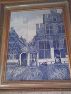 Delfts Blauw Tegeltableau "Het straatje van Vermeer", Antiek en Kunst, Antiek | Wandborden en Tegels, Ophalen