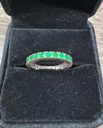 Vintage Eternity ring in witgoud en smaragden, Ophalen of Verzenden, Goud, Ring, Met edelsteen