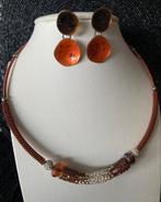 Belle Boutique Chic set met halsketting en oorbellen, Handtassen en Accessoires, Kettingen, Kunststof, Gebruikt, Oranje, Ophalen of Verzenden