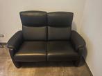 Design zwart lederen zetel/zitbank - 2 zit, Ophalen, Design, Tweepersoons, Leer