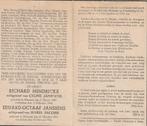 Gesneuvelden Richard Hendrickx/Eduard Janssens  Meensel 1945, Verzamelen, Bidprentjes en Rouwkaarten, Ophalen of Verzenden