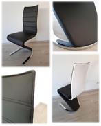 Design eetkamerstoelen Hoogglans wit | kunstleer zwart NIEUW, Nieuw, Vijf, Zes of meer stoelen, Metaal, Ophalen of Verzenden