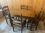 houten tafel ( eik ) met stoelen, Antiek en Kunst, Ophalen