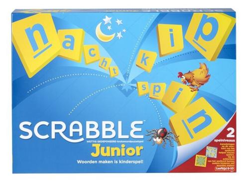 Scrabble Junior (Nederlands), Hobby en Vrije tijd, Gezelschapsspellen | Bordspellen, Zo goed als nieuw, Een of twee spelers, Drie of vier spelers
