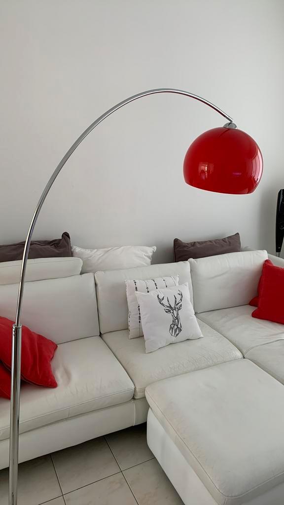 Staan- en leeslamp rood H204 x B40 x D114, Huis en Inrichting, Lampen | Vloerlampen, Gebruikt, 200 cm of meer, Kunststof, Metaal