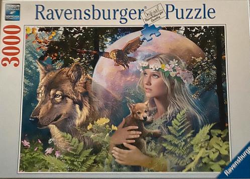 Ravensburger 3000 stuks: wolven in de maneschijn, Hobby en Vrije tijd, Denksport en Puzzels, Zo goed als nieuw, Legpuzzel, Meer dan 1500 stukjes