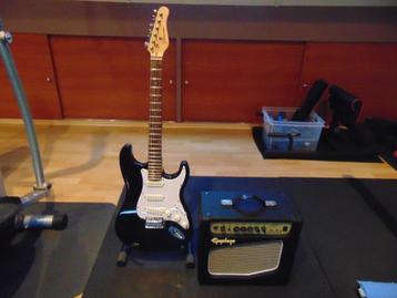 Zwarte Stratocaster + Epiphone signature Slash Snakepit 15 beschikbaar voor biedingen