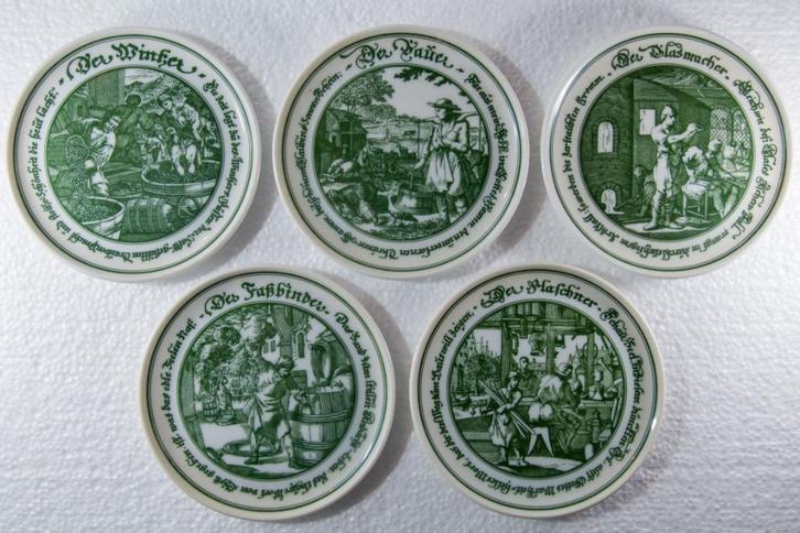 Lot de 5 sous-bocks Hutschenreuther en porcelaine, Antiek en Kunst, Antiek | Porselein, Ophalen of Verzenden