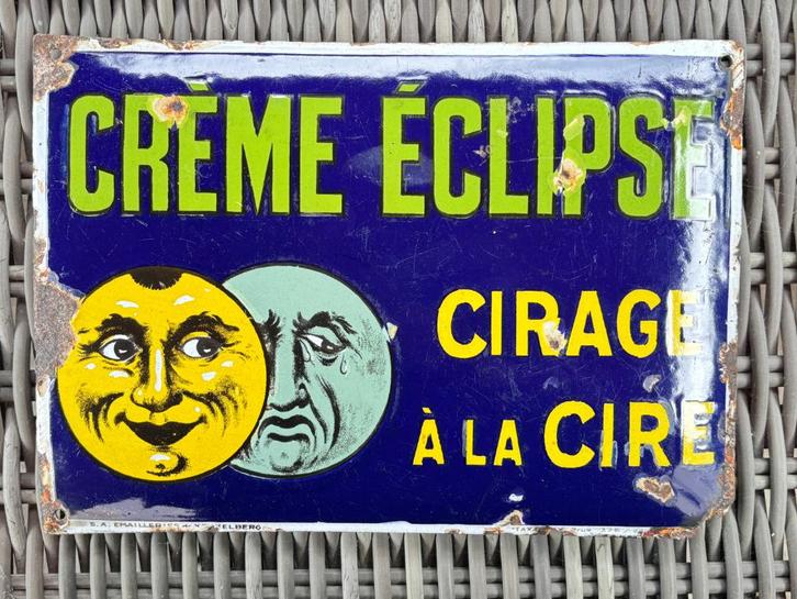 plaque émaillée CREME ECLIPSE  Cirage à la cire 1926, Verzamelen, Merken en Reclamevoorwerpen, Verzenden
