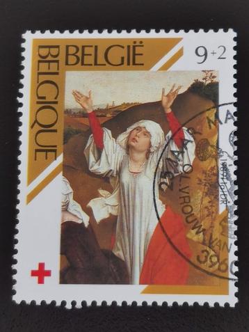 Belgique 1989 - peinture - Croix-Rouge - timbre surchargé, Enlèvement ou Envoi, Affranchi, Art