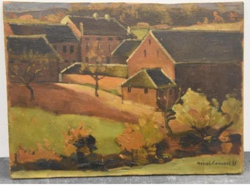 huile sur panneau paysage de brabancon signe marcel canneel, Antiek en Kunst, Kunst | Schilderijen | Klassiek, Ophalen of Verzenden