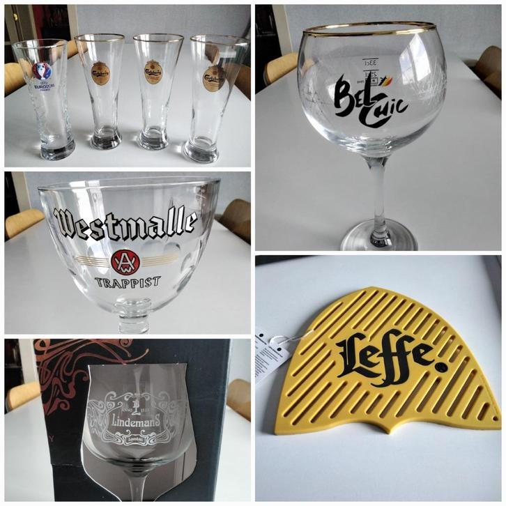 Brillenset CARLSBERG/WESTMALLE/BEL CHIC/LINDEMANS, Verzamelen, Biermerken, Nieuw, Glas of Glazen, Overige merken, Ophalen of Verzenden