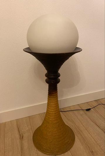 Lampadaire en céramique Doria vintage avec boule de verre