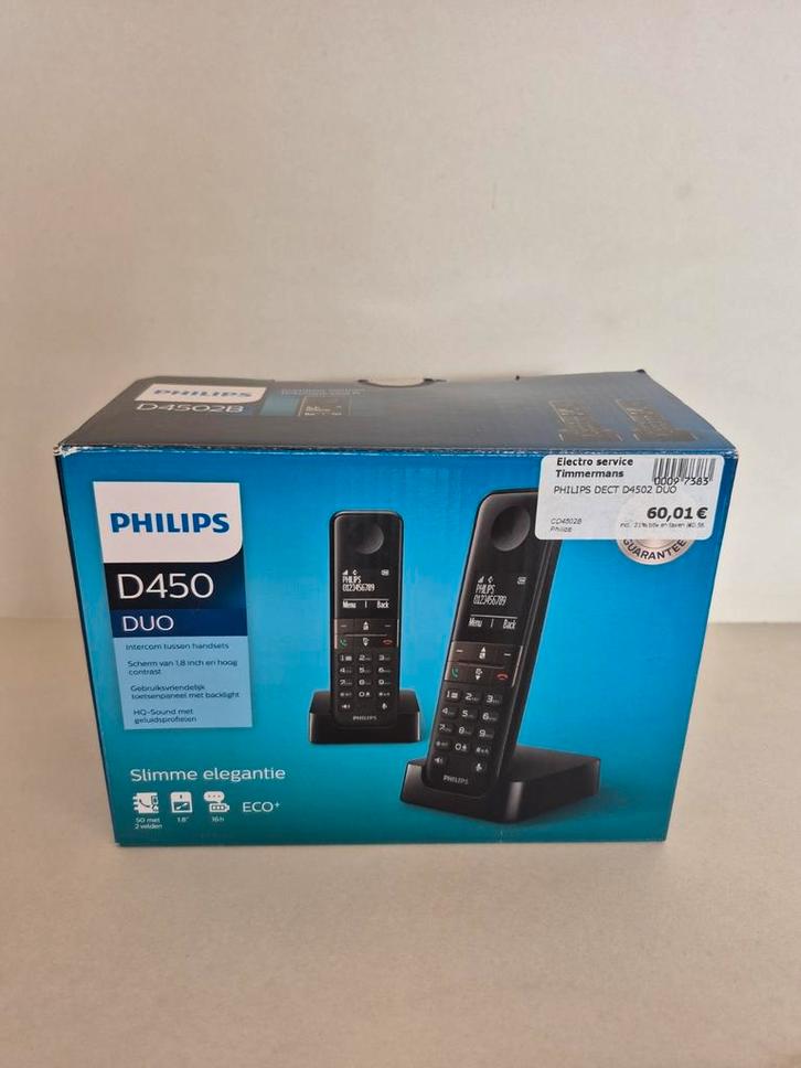 Philips D450 Duo, Telecommunicatie, Vaste telefoons | Handsets en Draadloos, Nieuw, Ophalen of Verzenden