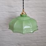 Vintage groene opaline hanglamp, Ophalen of Verzenden