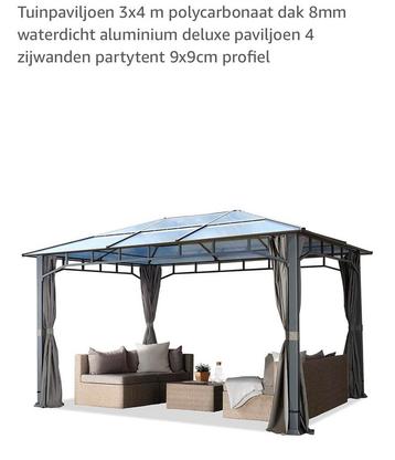 Pavillon de jardin 3x4 m., Tente de réception, Moins de 4 mètres, Utilisé, 2 mètres ou plus