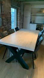 Eettafel met 6 lederen stoelen, Huis en Inrichting, Tafels | Eettafels, Ophalen, Gebruikt