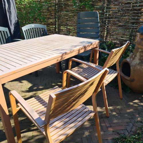 Tuinmeubelen, Tuin en Terras, Tuinsets en Loungesets, Gebruikt, Tuinset, Overige materialen, 8 zitplaatsen, Eettafel, Stoel, Ophalen