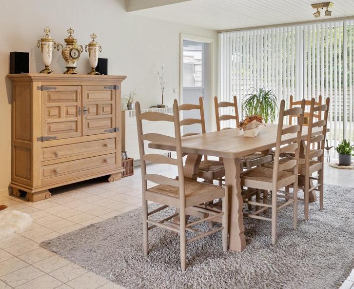 Eiken eetkamer, Huis en Inrichting, Complete eetkamers, Zo goed als nieuw, 4 tot 6 stoelen, Ophalen