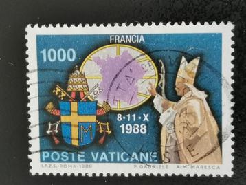 Vaticaanstad 1989 - reis Johannes Paulus II naar Frankrijk, Ophalen of Verzenden, Gestempeld