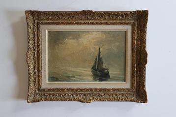 Antiek schilderij Marine Boat NoordZee Robert Frenay Olie  beschikbaar voor biedingen