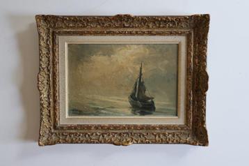 Ancien Peinture Tableau Marine bateau Mer Robert Frenay 