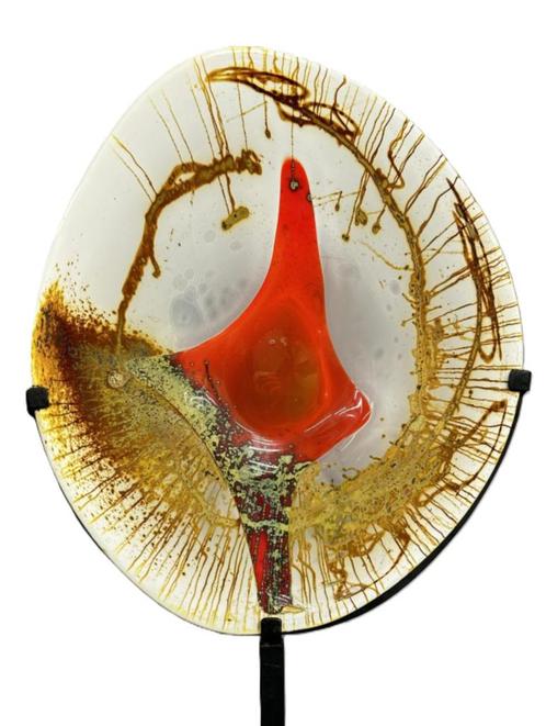 Alfred Collard - Sculptuur Coquelicot - Pièce Unique 2001., Antiek en Kunst, Antiek | Glaswerk en Kristal, Ophalen of Verzenden
