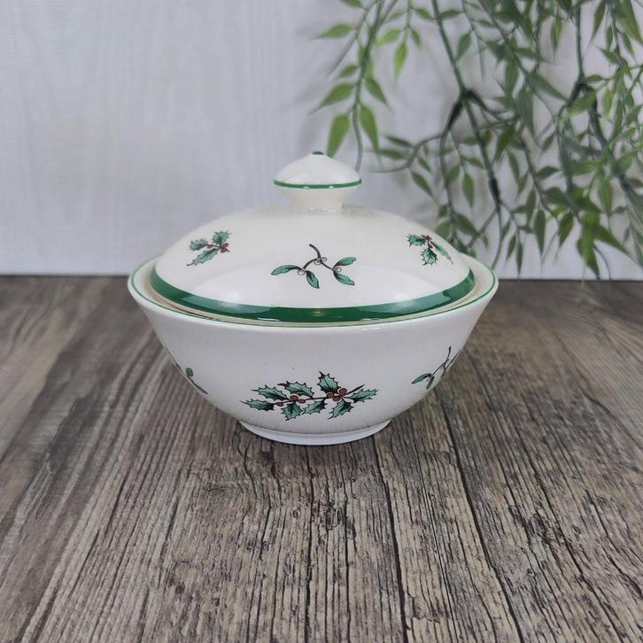 Spode Christmas Tree Bonbonniere / Suikerpot met Deksel rond, Antiek en Kunst, Antiek | Servies los, Ophalen of Verzenden