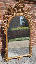 Grote antieke spiegel, genummerd, met vergulde kader., Antiek en Kunst, Curiosa en Brocante, Ophalen