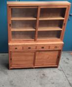 Teak vitrinekast 190 op 225 hoog, Huis en Inrichting, Ophalen, 200 cm of meer, 150 tot 200 cm, Teakhout