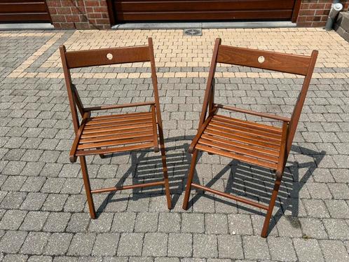 Twee Ikea Frösvi klapstoelen, Huis en Inrichting, Stoelen, Zo goed als nieuw, Twee, Hout, Bruin, Ophalen