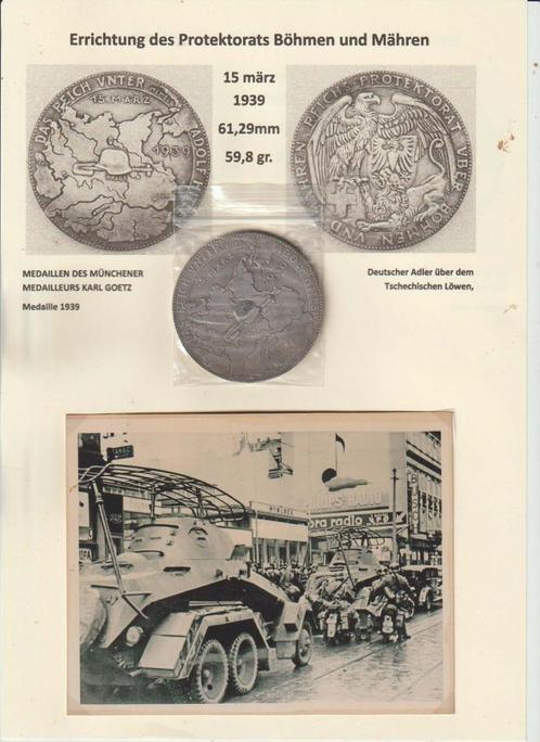 Medaille (groot) oprichting protektoraat Böhme & Mähren + fo, Verzamelen, Militaria | Tweede Wereldoorlog, Overige soorten, Embleem of Badge