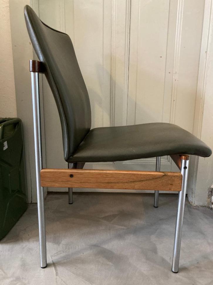 Mid century design stoel - Sven Ivar Dysthe, Huis en Inrichting, Stoelen, Zo goed als nieuw, Eén, Hout, Leer, Metaal, Ophalen