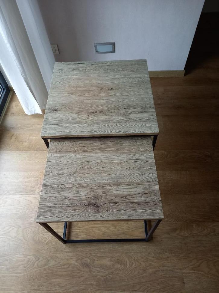 Salontafels (2), Huis en Inrichting, Tafels | Salontafels, Gebruikt, 50 tot 75 cm, 50 tot 100 cm, 50 tot 100 cm, Vierkant, Overige houtsoorten