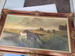 groot en oud schilderij jachttafereel (getekend), Enlèvement