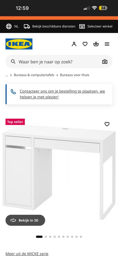 Ikea bureaus tafel met stoel, Huis en Inrichting, Bureaus, Ophalen of Verzenden, Zo goed als nieuw, IKEA