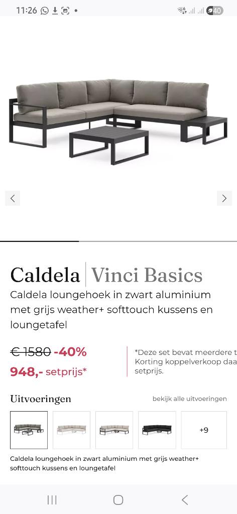 Caldela loungehoek en loungetafel, Neuf, Aluminium, Chaise, Enlèvement