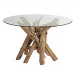 Eettafel J-LINE rond met glazen blad, Huis en Inrichting, Tafels | Eettafels, Ophalen, Nieuw, Rond, Glas