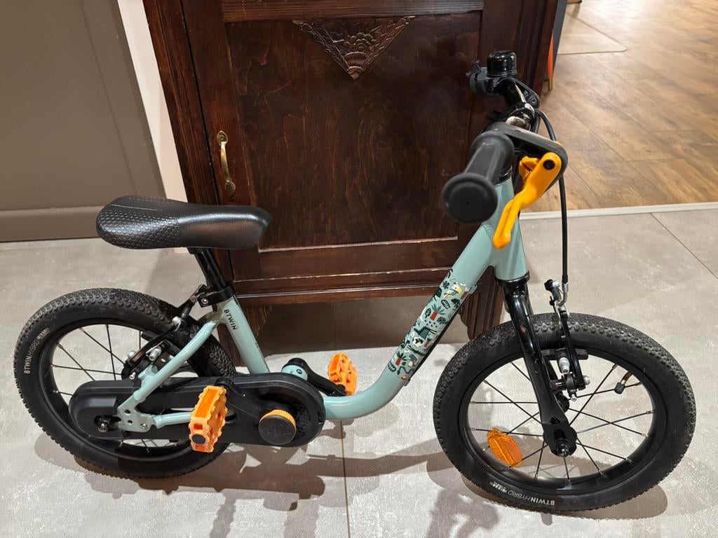 BTWIN 2-in-1 kinderfiets 14 inch groen, Ophalen, Zijwieltjes