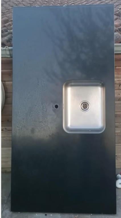 zwart composiet graniet keukenblad buitenkeuken kookeiland, Tuin en Terras, Buitenkeukens, Zo goed als nieuw, Houtskool, Vrijstaand