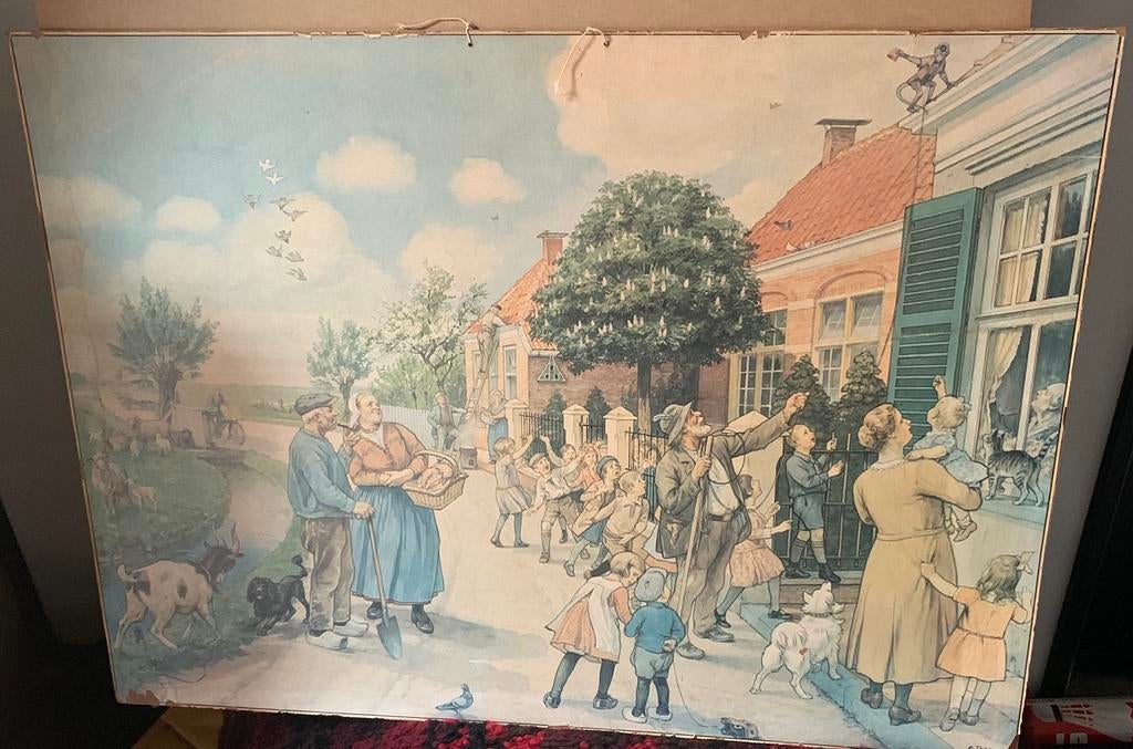 Schoolplaat, Antiek en Kunst, Antiek | Schoolplaten, Ophalen, Stad- en Dorpsgezichten