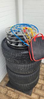Winterbanden op velgen + sneeuwkettingen, Auto-onderdelen, Ophalen, Gebruikt, Velg(en), 16 inch