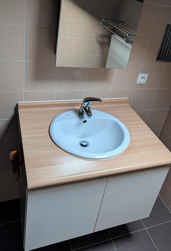 Meuble de salle de bain + Miroir + Vasque + Robinet, Maison & Meubles, Salle de bain | Meubles de Salle de bain, Utilisé, Moins de 100 cm
