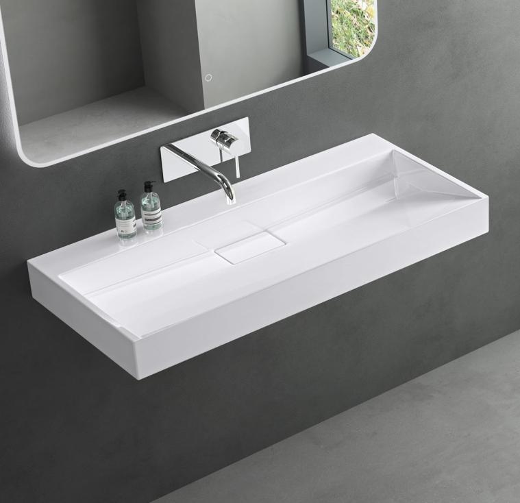 NOUVEAU: Lavabo Salle de Bains Vasque Blanc 100x46x11cm, Neuf, 25 à 50 cm, Lavabo ou Évier, Moins de 100 cm
